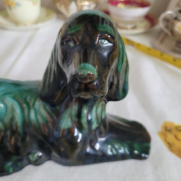 Blue Mountain Pottery Dog Spaniel, Blue Drip Glaze AS IS