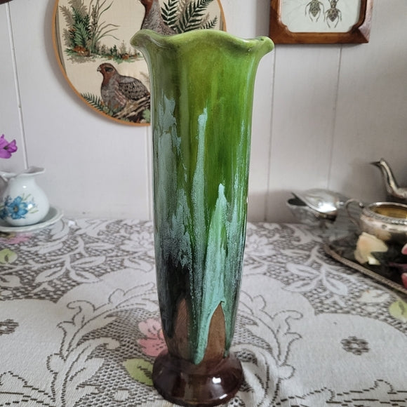 Vintage Ceramic Green Drip Glaze Vase