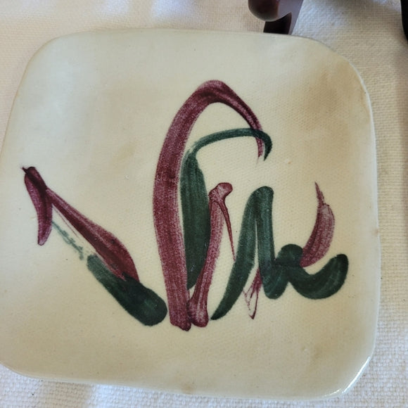 Vintage Studio Art Pottery Mini Plates Artist Signed Krug set of 3