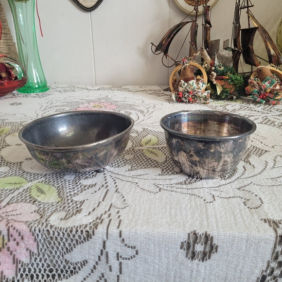 Vintage Silver Plate Bowls 2 Rustic