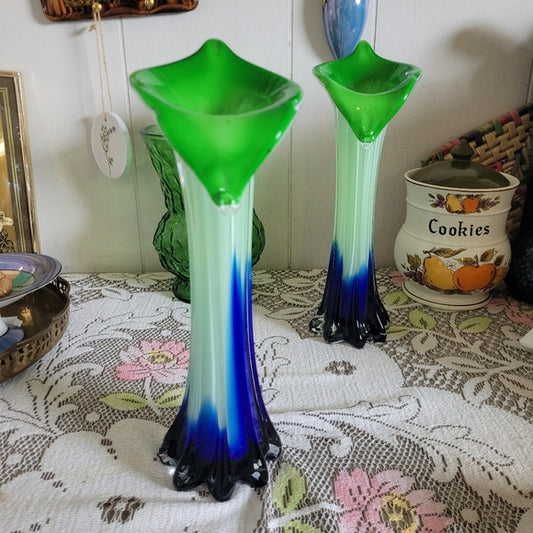 Jack in the Pulpit Vase Green and Blue