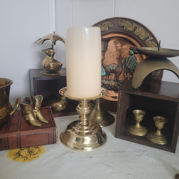 Vintage Brass Pillar Candle Holder India