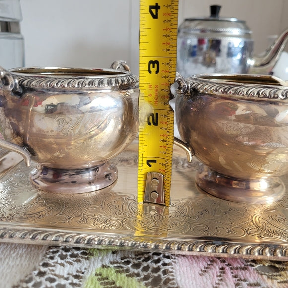 Vintage Sliver Plate Cream and Sugar with Tray made in Canada