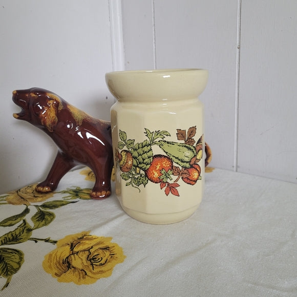 Vintage Utensil Holder Mushrooms and Vegetables