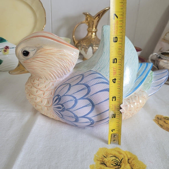 Duck Figurine Ceramic Painted