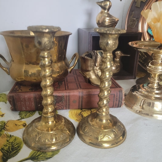 Vintage Brass Candleholders set of 2