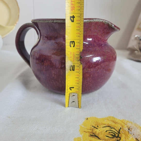 Studio Pottery Pitcher and Basin Cranberry Artist Signed