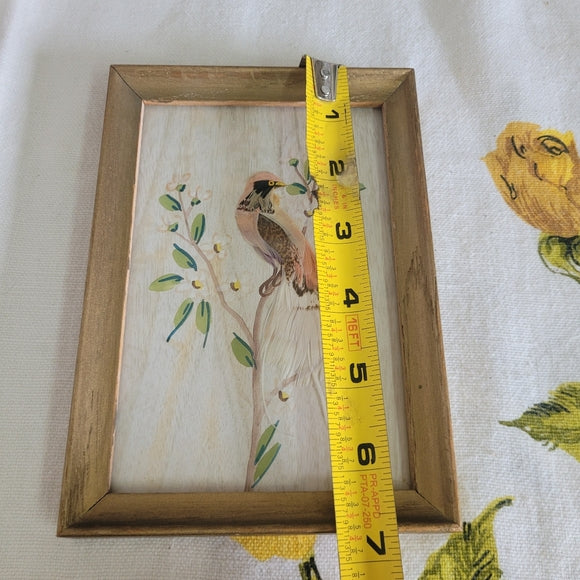 Vintage Feather Art Bird Handcrafted Framed