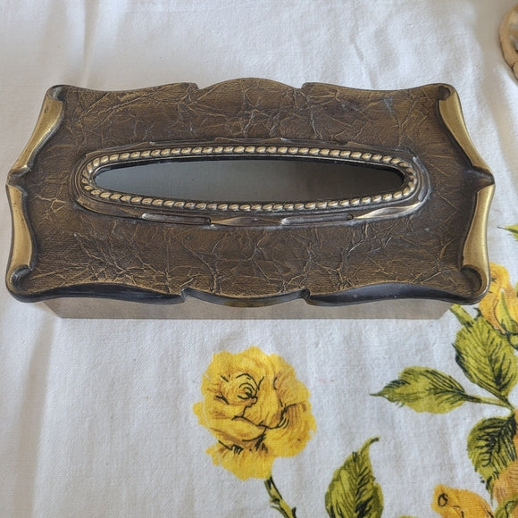 Vintage Brass Tissue Box Cover Ornate