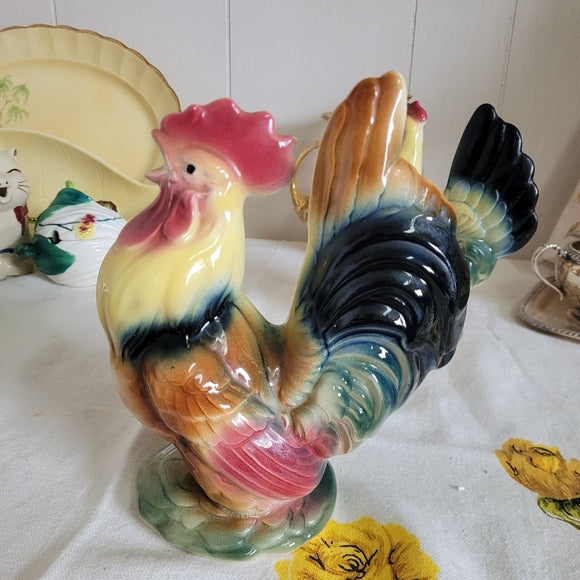 Vintage Ceramic Hen and Rooster Figurines