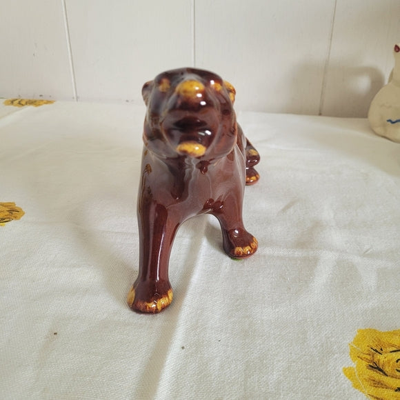 Blue Mountain Pottery Tiger Cougar Panther Figurine Brown and Yellow Dip Glaze