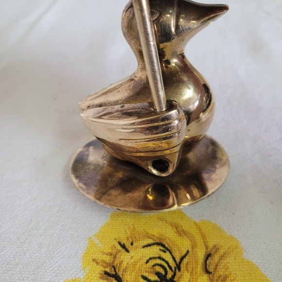 Vintage Brass duck with an Umbrella India