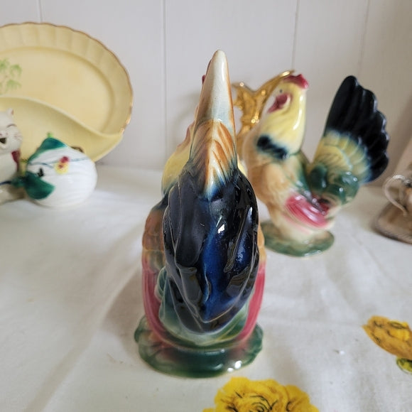 Vintage Ceramic Hen and Rooster Figurines