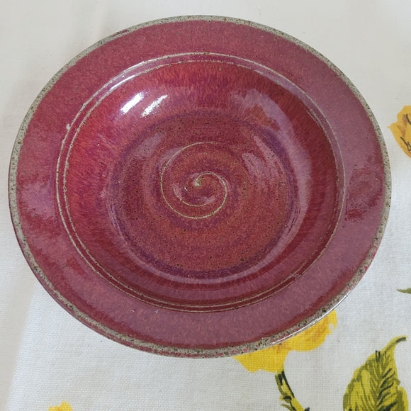 Studio Pottery Pitcher and Basin Cranberry Artist Signed