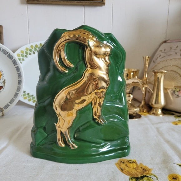 Vintage Gold Ram Ceramic Lamp Base