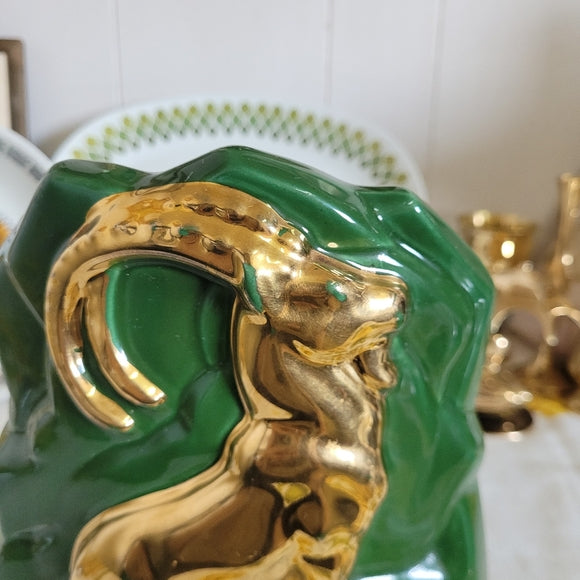 Vintage Gold Ram Ceramic Lamp Base