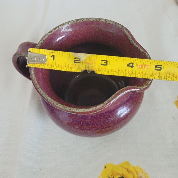 Studio Pottery Pitcher and Basin Cranberry Artist Signed