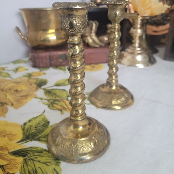 Vintage Brass Candleholders set of 2