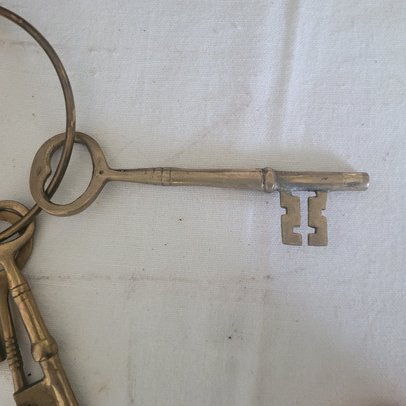 Vintage Brass Skelton keys on a Brass Ring Key