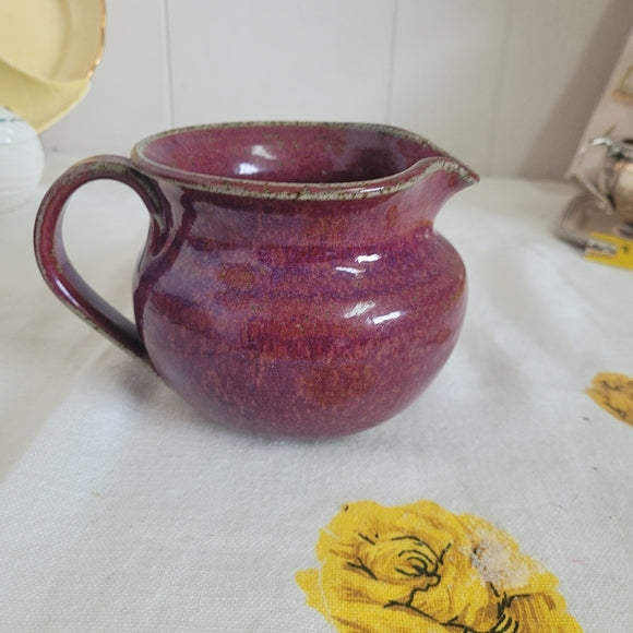 Studio Pottery Pitcher and Basin Cranberry Artist Signed