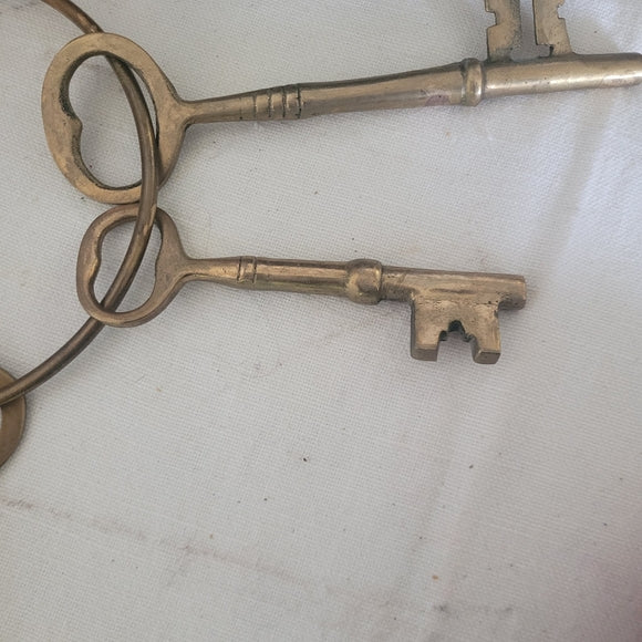 Vintage Brass Skelton keys on a Brass Ring Key