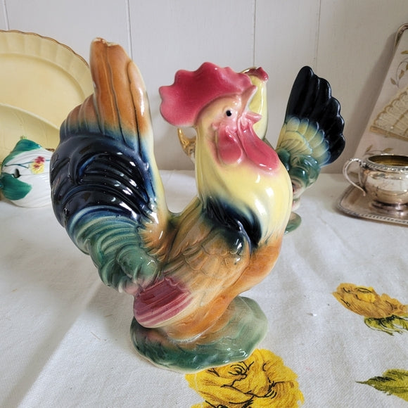 Vintage Ceramic Hen and Rooster Figurines