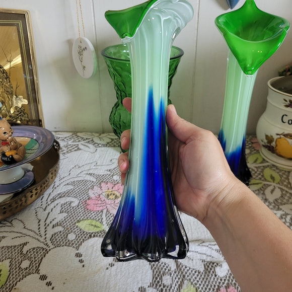 Jack in the Pulpit Vase Green and Blue