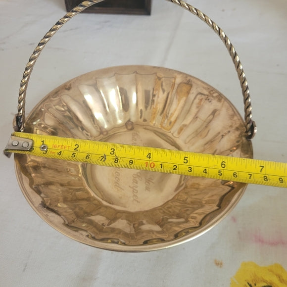 Vintage Brass Basket with Handle