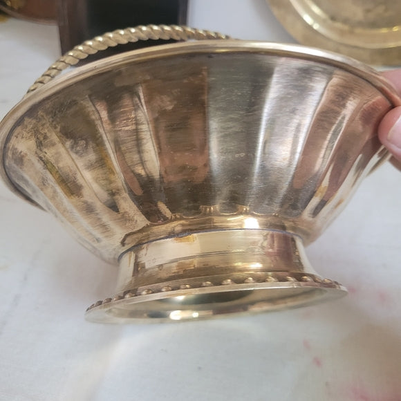 Vintage Brass Basket with Handle