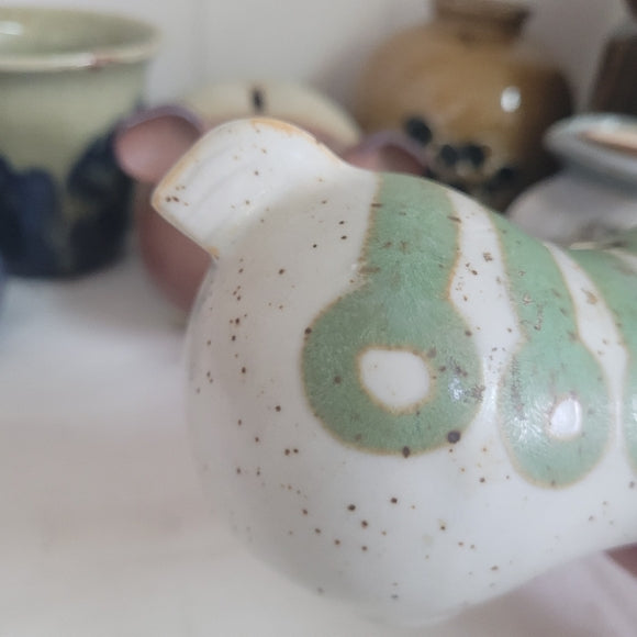 Vintage Takahashi Horse Piggy Bank Stoneware Green