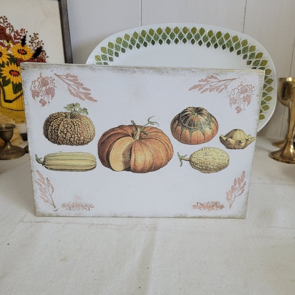 Upcycled 2 Sided Christmas and Fall decor Shelf Sitter