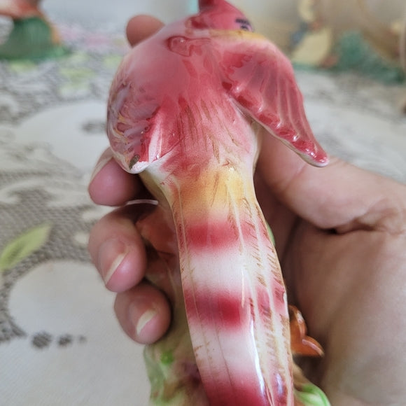 Vintage Cockatoo Bird Figurine with Flowers