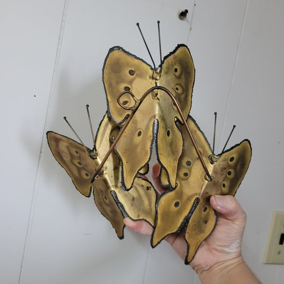 Vintage Brass Butterfly Metal Wire Wall Art set of 2