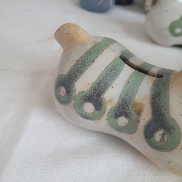 Vintage Takahashi Horse Piggy Bank Stoneware Green