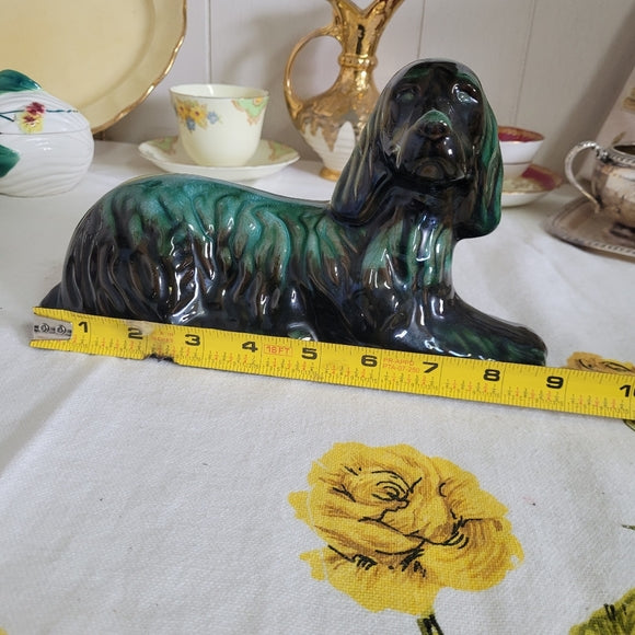 Blue Mountain Pottery Dog Spaniel, Blue Drip Glaze AS IS