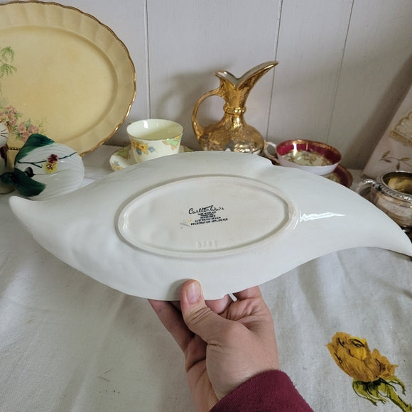 Vintage Carlton Ware Leaf Tray Floral Porcelain Celery Dish