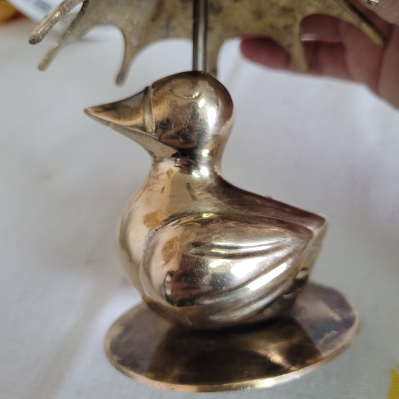 Vintage Brass duck with an Umbrella India