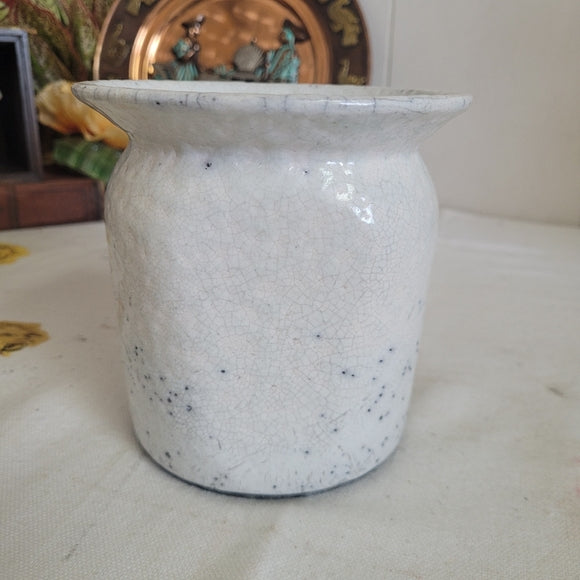 Vintage Raku Sudio Pottery Flower Pot White