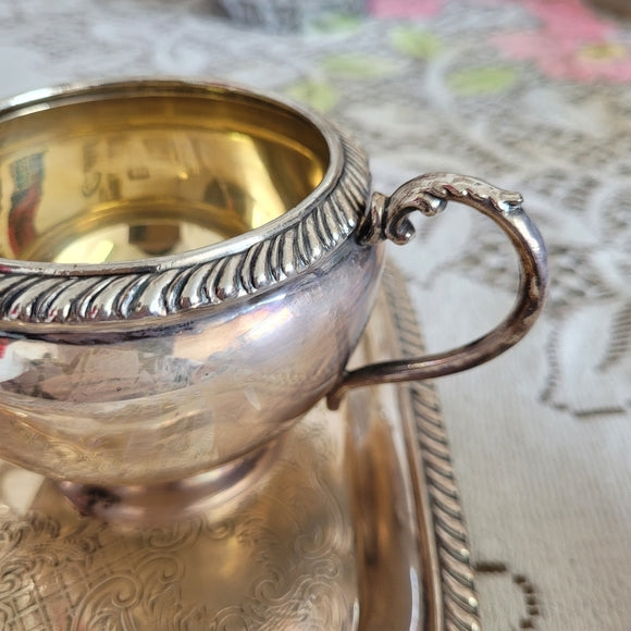 Vintage Sliver Plate Cream and Sugar with Tray made in Canada