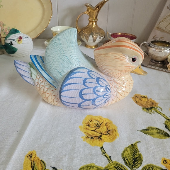 Duck Figurine Ceramic Painted