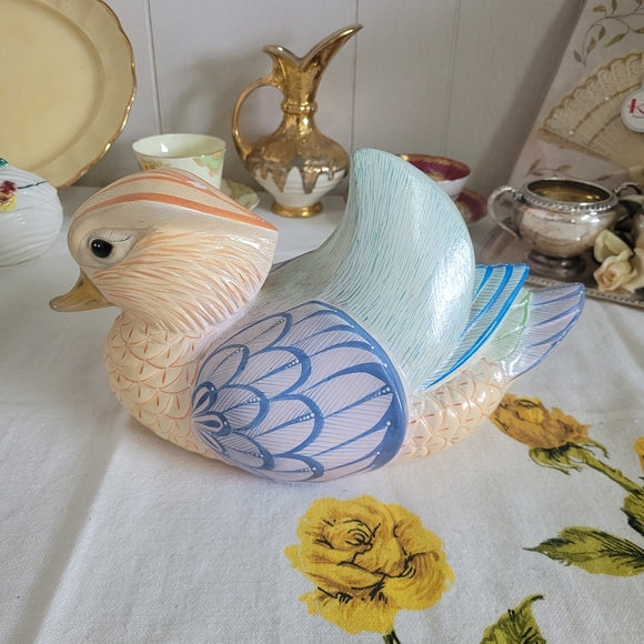 Duck Figurine Ceramic Painted