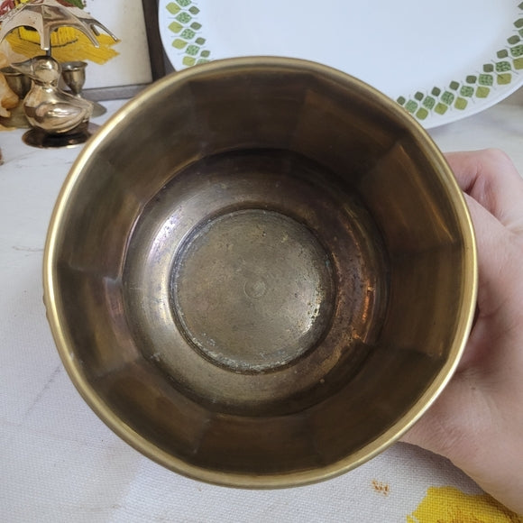 Vintage Brass Planter Potbelly Handled