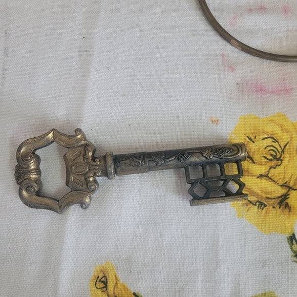 Vintage Brass Skelton Key Bottle Opener Italy