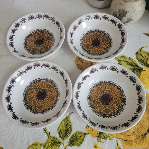 Vintage Kathie Winkle Soup Bowls Autumn Glen Made in England set of 4