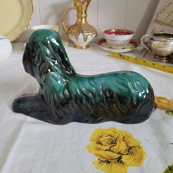 Blue Mountain Pottery Dog Spaniel, Blue Drip Glaze AS IS