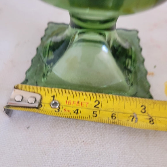 Vintage Glass Urn Smoky Green Footed Indiana Glass