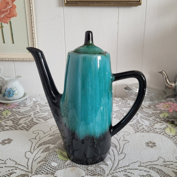 Vintage Tea Pot Blue Mountain Pottery Drip Glaze Red Clay