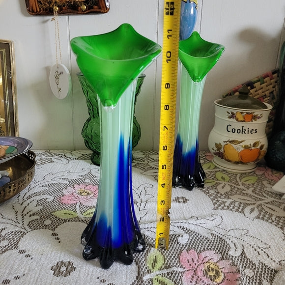 Jack in the Pulpit Vase Green and Blue