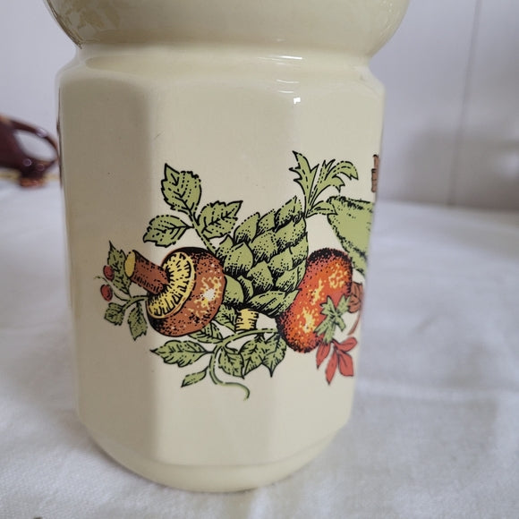 Vintage Utensil Holder Mushrooms and Vegetables