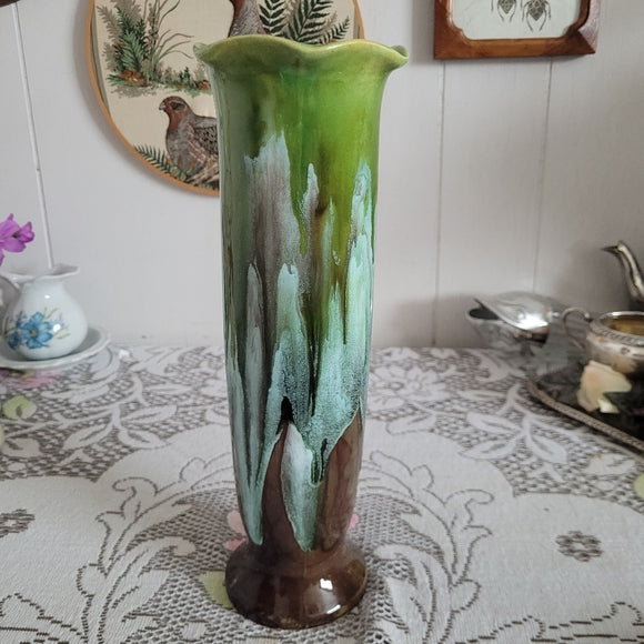 Vintage Ceramic Green Drip Glaze Vase